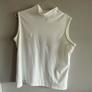 Vintage The Tog Shop White Sleeveless Mock Neck Top Womens Minimalist Classic